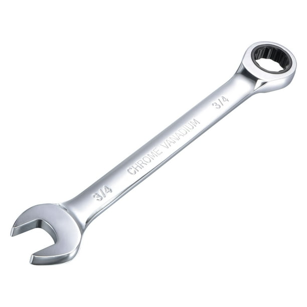 CHUANRUI 3/4 Inch Ratcheting Combination Wrench 72-Tooth 12-Point Industrial Grade Cr-V Steel Gear Spanner in Polished Chrome Finish SAE 